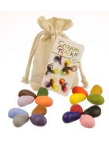 Мелки-камушки восковые Crayon Rocks (Крайон Рокс), набор 16 штук в льняном мешочке