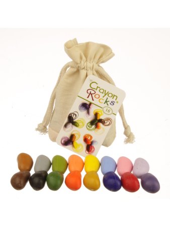 Мелки-камушки восковые Crayon Rocks (Крайон Рокс), набор 16 штук в льняном мешочке